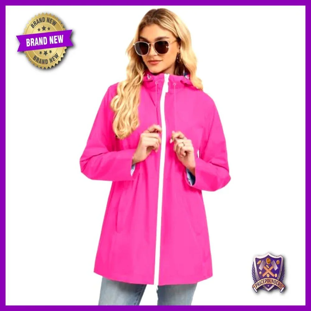 Lined Waterproof Trench Coat Windbreaker Hooded Raincoat Women's Chic Outerwear